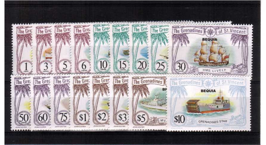 BEQUIA ISLAND superb unmounted mint set of 17 appendix listed by SG