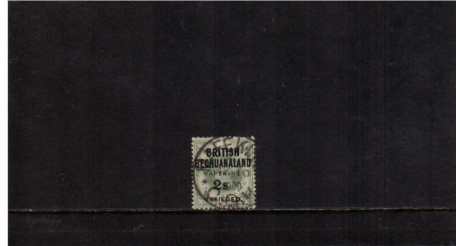 2/- overprint on  Great Britain 1/- Green cancelled with a single ring MAFEKING C.G.H. steel CDS. SG Cat 450