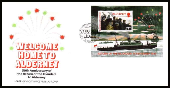 Welcome Home minisheet  on unaddressed illustrated First Day Cover with special cancel.