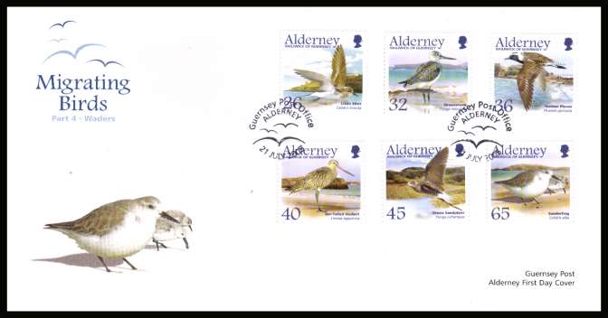 Migrating Birds - 4th series - Waders set of six on unaddressed illustrated First Day Cover with special cancel.