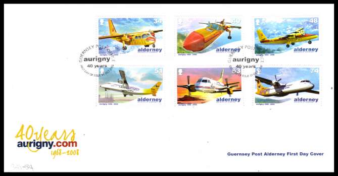 Aurigny Air Services Aircraft set of six  on unaddressed illustrated First Day Cover with special cancel.