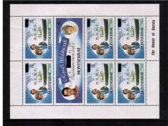 Charles & Diana Royal Wedding sheetlet with $1.00 O.H.M.S. overprint WATERMARK INVERTED superb unmounted mint. SG Cat 65