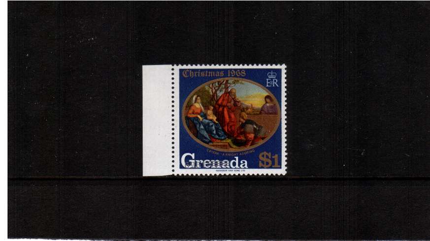 The Christmas issue $1 stamp with overprint INVERTED. A supeb unmounted mint left side marginal stamp.
<br/><b>ZQB</b>