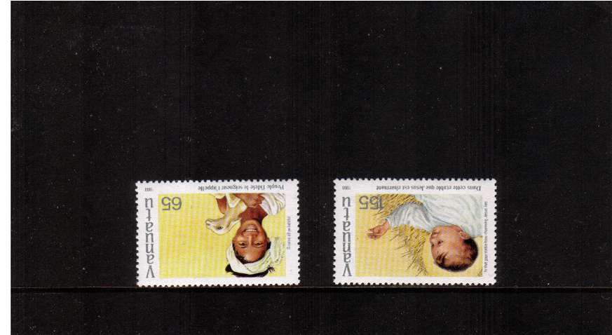 Christmas set of two with INVERTED WATERMARKS superb unmounted mint.