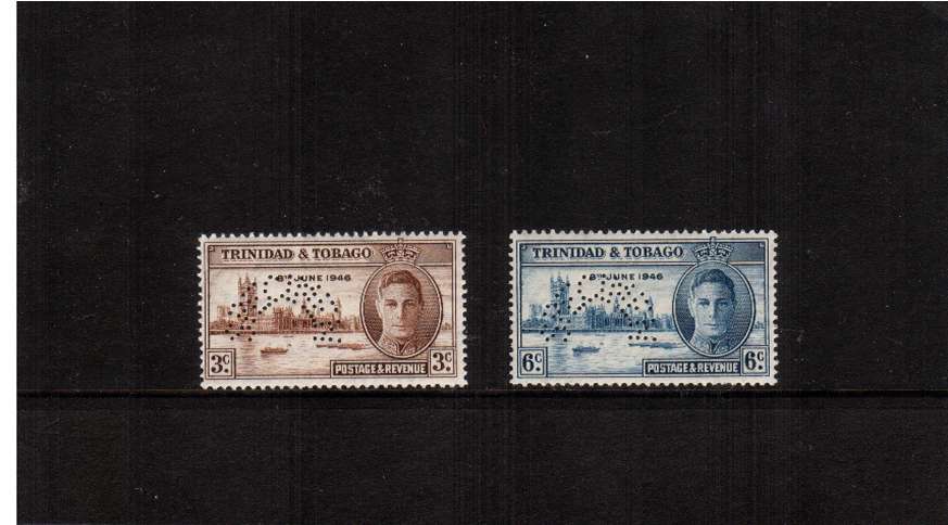 The Victory set of two perfined ''SPECIMEN'' very lightly mounted mint. SG Cat 85
<br/><b>ZQC</b>