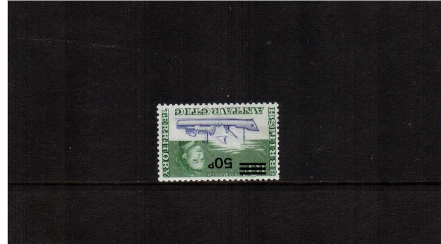 50p on 50p Decimal Currency overprint single with INVERTED WATERMARK<br/>
superb unmounted mint. 

<br/><b>ZQF</b>