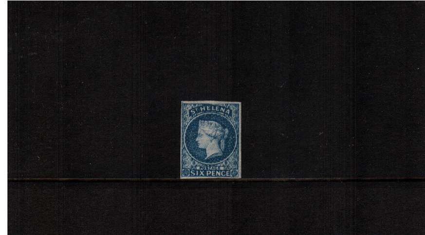 The 6d Blue Imperforate. A lovely four margined stamp lightly mounted mint with much gum. SG Cat 500
<br/><b>ZQG</b>