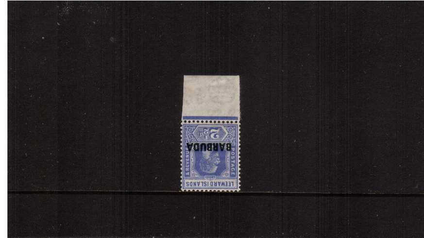 2d Bright Blue.<br/>A superb unmounted mint (hinged on margin) lower marginal singl<br/>clearly showing WATERMARK INVERTED.<br/>Rare unmounted!
<br><b>ZKU</b>