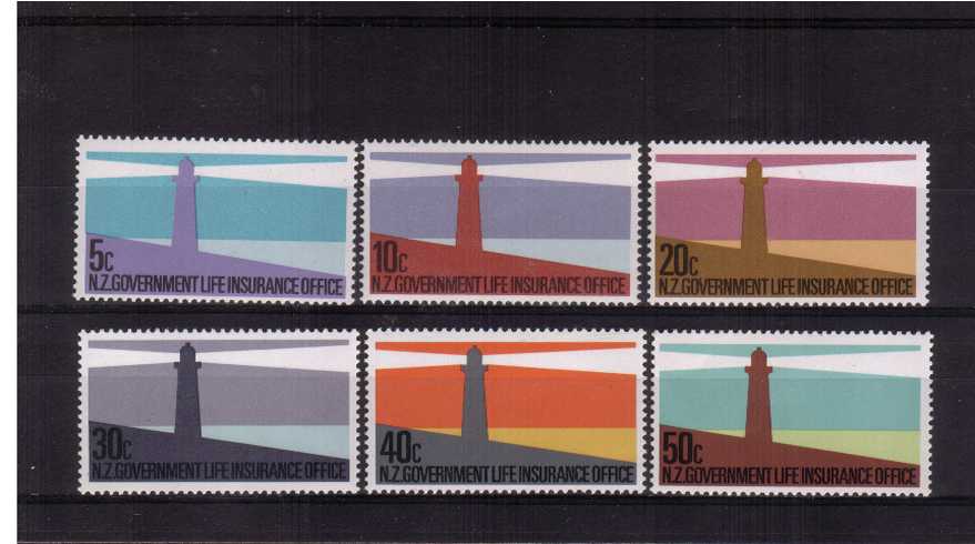 N.Z. GOVERNMENT LIFE INSURANCE OFFICE<br/>the ''Lighthouse'' set of six superb unmounted mint.
<br><b>ZJZ</b>
