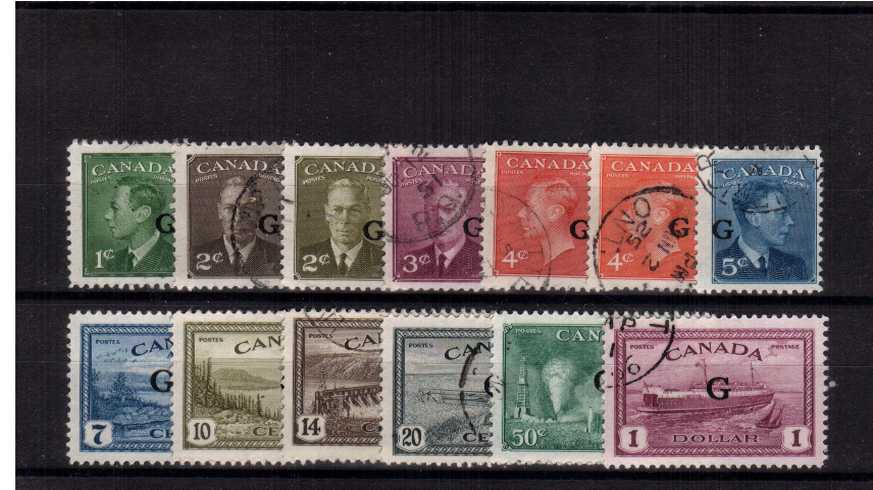 The ''Officials'' set of thirteen with the ''G'' overprint superb fine used. 
<br/><b>ZEZ</b>