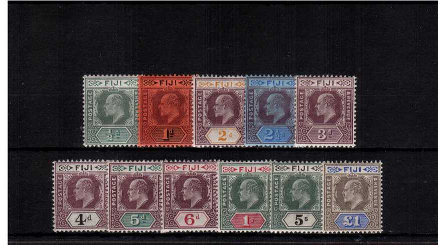 The First Edward VII complete set of eleven in exceptional very lightly mounted mint with just a mere trace of a hinge mark even on the top value. Gem set!
<br/><b>ZCZ</b>