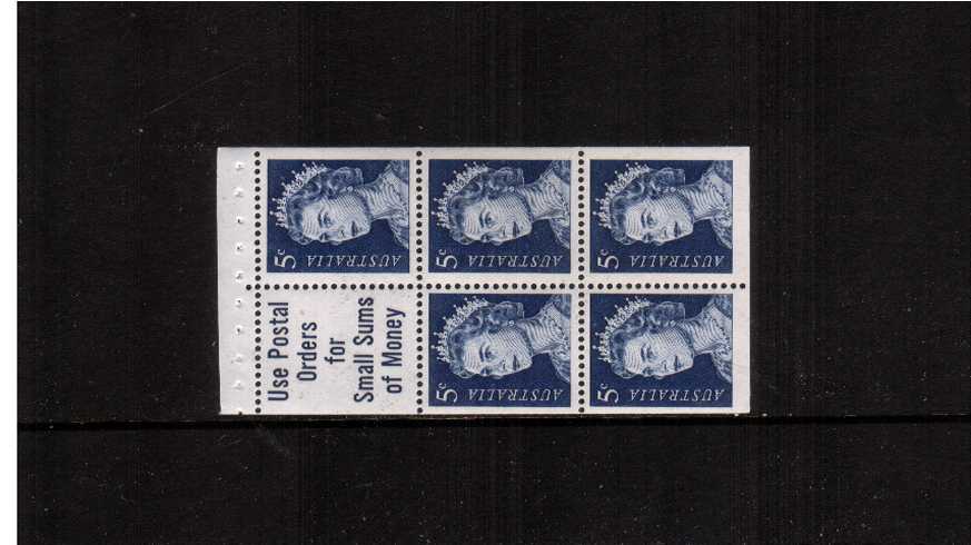 5d Deep Blue in a superb unmounted mint booklet pane of five plus label.
<br/><b>ZAZ</b>