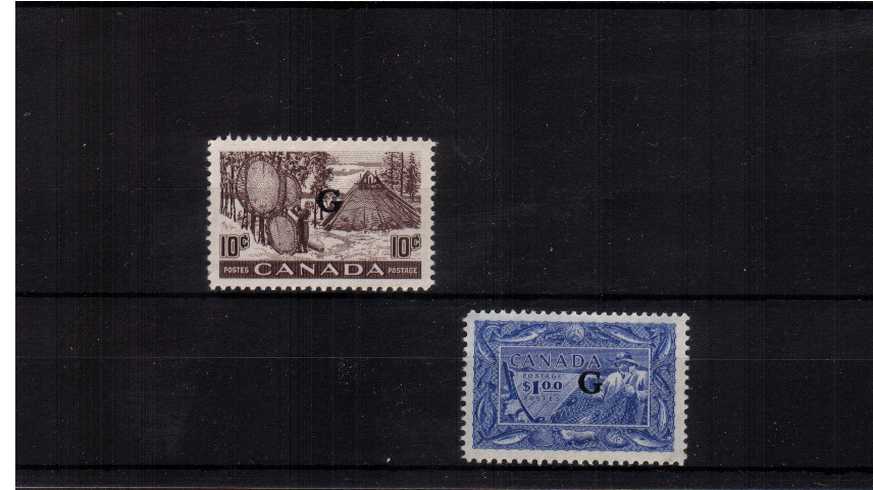 The ''OFFICIALS'' complete set of two overprinted ''G'' fine very lightly mounted min.

<br><b>XQX</b>