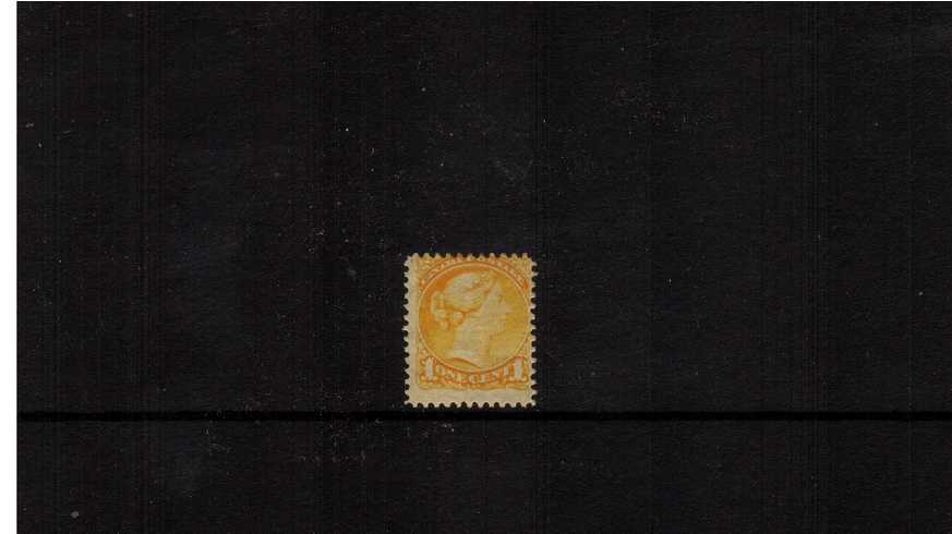 1c ''Small Queen'' Bright Yellow<br/>
A verly lightly mounted mint single with a stunning colour and lovely perforations.
<br/><b>XQX</b>