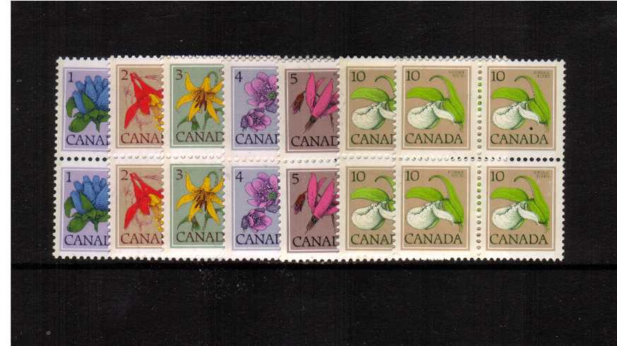 
Flowers set of seven that includes the 10c perforation variation<br/>superb unmounted mint blocks of four. 
<br/><b>XQX</b>