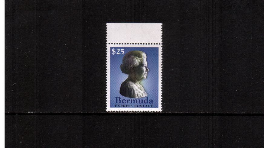 $25 ''Queen's Head'' Express stamp superb unmounted mint top margin single.<br><b>XLX</b>