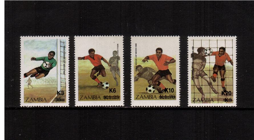 World Cup Football Championship - Mexico<br/>
The set of four surcharged with various values superb unmounted mint.<br><b>XLX</b>