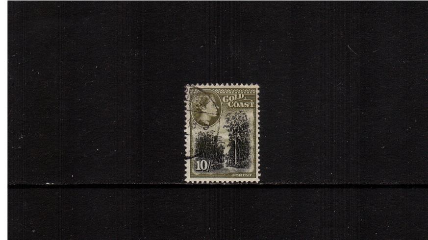 10/- Black and OLive-Green<br/>A superb fine used single.<br><b>XMX</b>