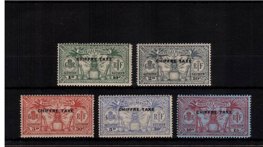 The POSTAGE DUE  overprinted ''CHIFFRE TAXE''.<br/>A superb unmounted mint set of five. Rare set unmounted!
<br/><b>XVX</b>