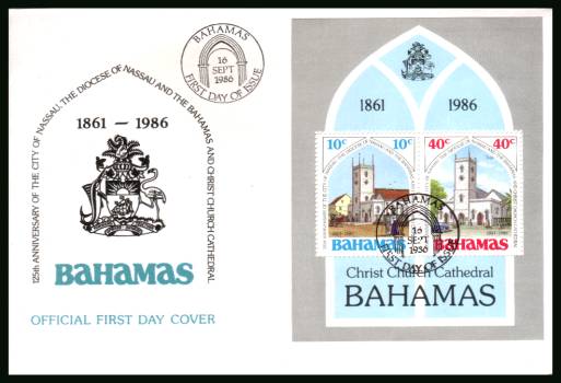 125th Anniversary of City of Nassau Cathedral<br/>on an unaddressed illustrated FDC 
