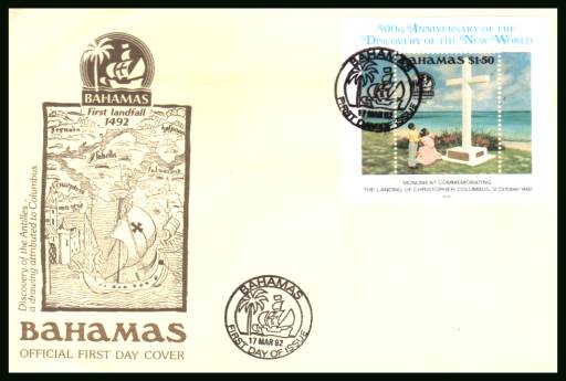 500th Anniversary of Discovery of America by Columbus<br/>on an unaddressed illustrated FDC 
