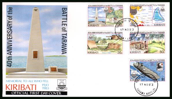 40th Anniversary of Battle of Tarawa - WWII<br/>on an unaddressed official First Day Cover.