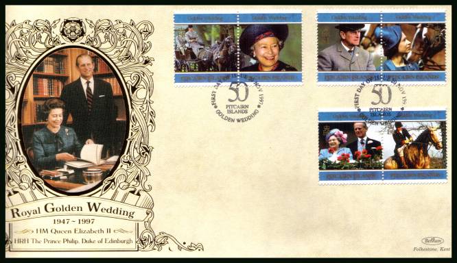 Royal Golden Wedding set of six<br/>
on a BENHAM ''Silk'' First Day Cover
