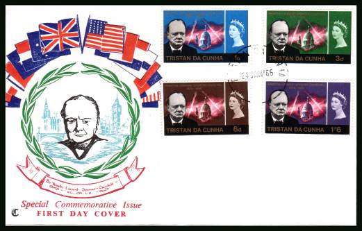 Chruchill set of four on an unaddressed illustrated First Day Cover.