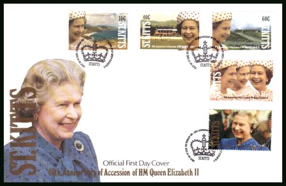 40th Anniversary of The Queens Accession<br/>on an official unaddressed First Day Cover.