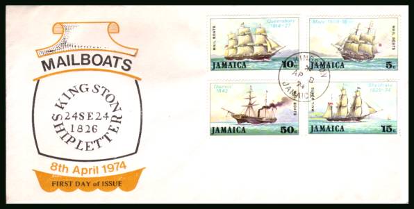 Mail Packet Boats<br/>on an official unaddressed First Day Cover.