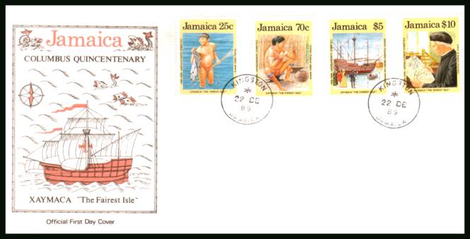 500th Anniversary of Discovery of America by Columbus<br/>on an official unaddressed First Day Cover.