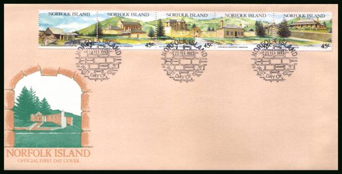 Tourism - Historic Kingston strip of five<br/>on an unaddressed First Day Cover