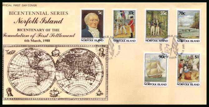 Bicentenary of Norfolk Island Settlement - 6th Issue<br/>on an unaddressed First Day Cover