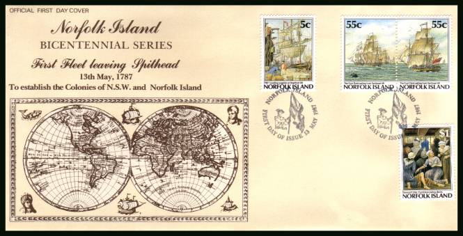 Bicentenary of Norfolk Island Settlement - 3rd Issue
<br/>on an unaddressed First Day Cover