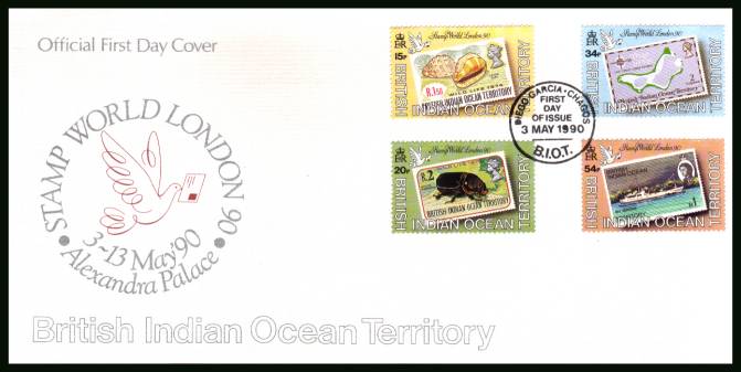 ''Stamp World London 90'' Stamp Exhibition<br/>cancelled with special cancel on an illustrated First Day Cover