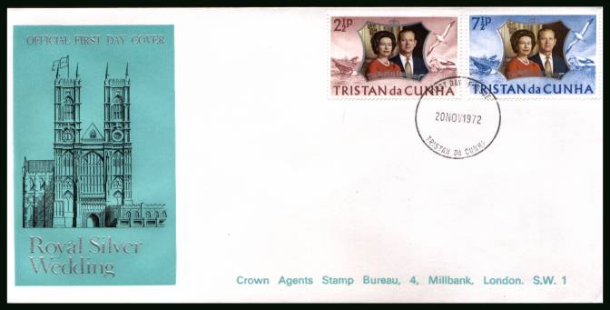 Royal Silver Wedding<br/>on an unaddressed illustrated First Day Cover