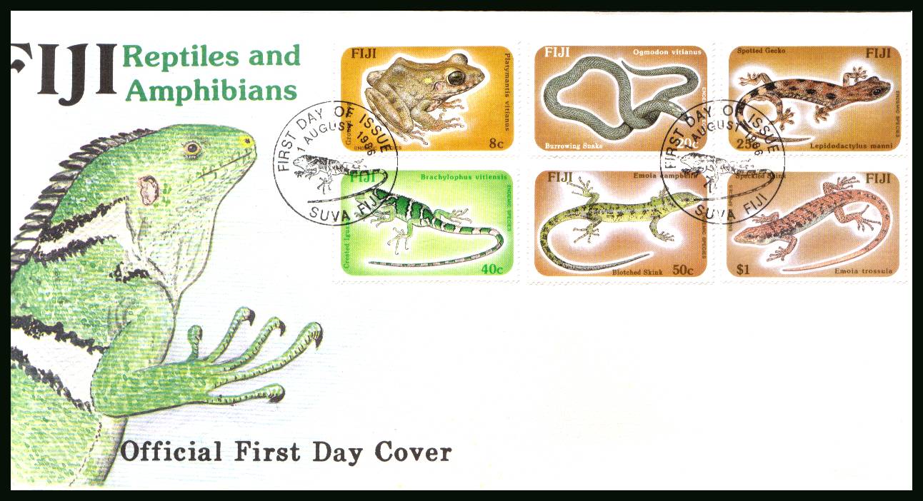 Reptiles and Amphibians<br/>on an unaddressed illustrated First Day Cover