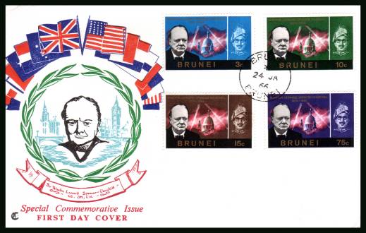 Churchill Commemoration<br/>on an unaddressed colour illustrated First Day Cover
