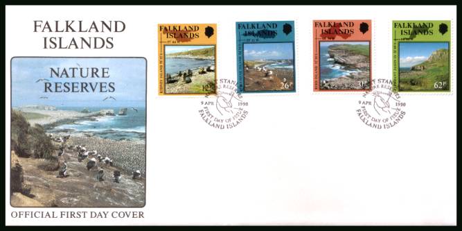 Nature Reserves and Sancturies set of four<br/>
on a PORT STANLEY cancelled unaddressed official full colour First Day Cover
