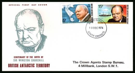 Birth Centenary of Sir Winston Churchill<br/>on an official unaddressed official First Day Cover