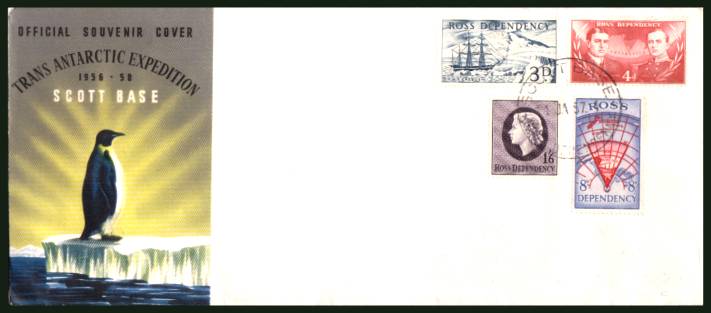 The first complete definitive set of four<br/>on an unaddressed (pencil address removed) First Day Cover