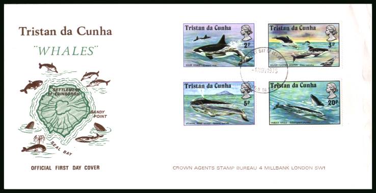 Whales<br/>on an official printed addressed First Day Cover