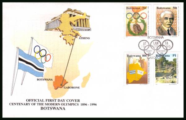 Centenary of Modern Olympic Games<br/>on an official unaddressed First Day Cover
