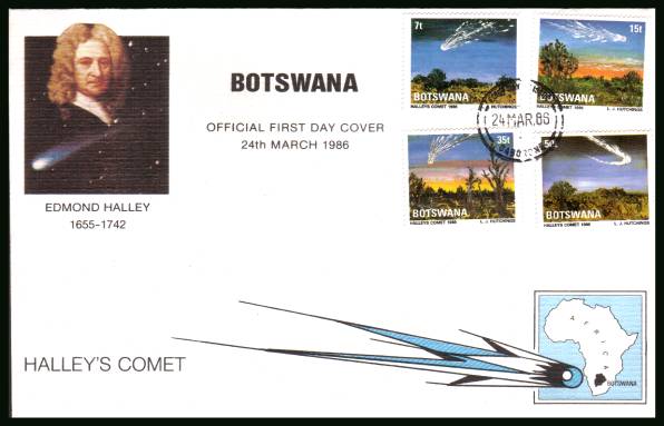 Appearance of Halley's Comet<br/>on an official illustrated First Day Cover