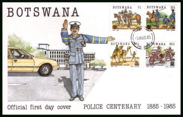 Centenary of Botswana Police<br/>on an official illustrated First Day Cover