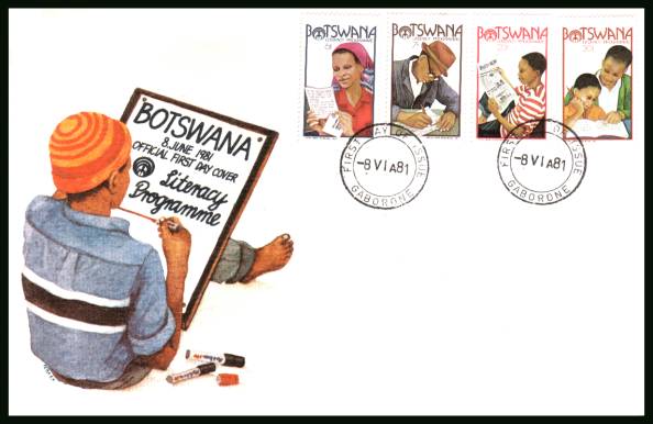 Literacy Programme<br/>on an official illustrated First Day Cover