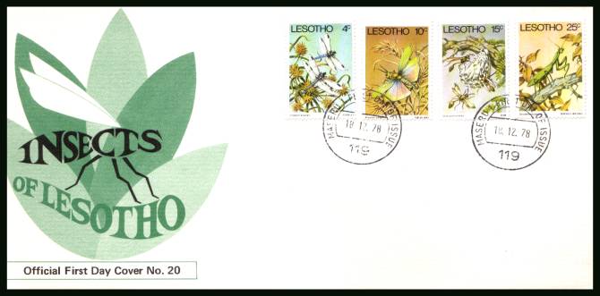 Insects of Lesotho<br/>on an official illustrated First Day Cover