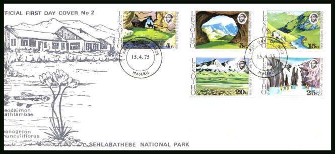 Sehlabathebe Nation Park<br/>on an unaddressed official illustrated First Day Cover