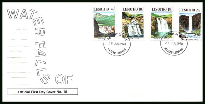 Waterfalls <br/>on an unaddressed official illustrated First Day Cover
