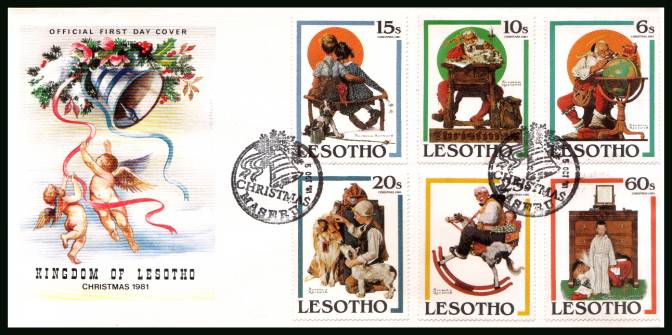 Christmas - Paintings by Norman Rockwell<br/>on an unaddressed official illustrated First Day Cover